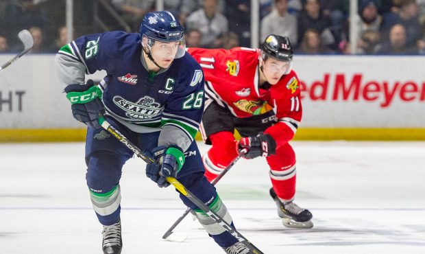 Seattle Thunderbirds captain Nolan Volcan is four games away from tying franchise record for playof...