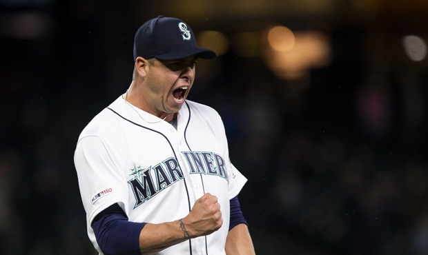 Anthony Swarzak recorded the final two outs of the Mariners' Tuesday win over the Angels. (Getty)...