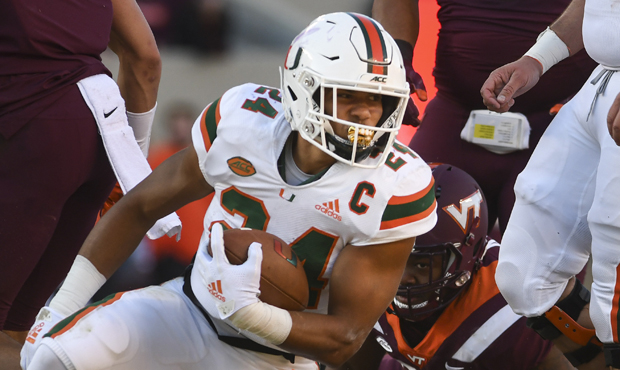 The Seahawks took Miami running back Travis Homer in the sixth round of the NFL Draft. (Getty)...