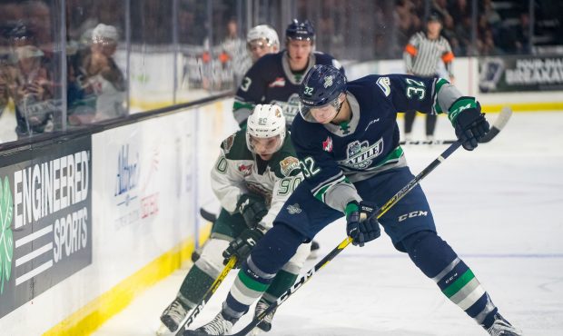 Seattle's Matthew Rempe scored a goal for the Thunderbirds Friday but it wouldn't be enough. (Chris...