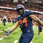 Fifth-round pick Alton Robinson is a Syracuse defensive end who became Seattle's second addition in the draft to their pass rush. (Getty)