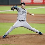 HOUSTON, TEXAS - JULY 26: Yusei Kikuchi #18 of the Seattle Mariners pitches in the first inning against the Houston Astros at Minute Maid Park on July 26, 2020 in Houston, Texas.  (Photo by Bob Levey/Getty Images)