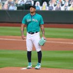 SEATTLE, WASHINGTON - JULY 31: Taijuan Walker #99 of the Seattle Mariners reacts in the first inning against the Oakland Athletics during their Opening Day game at T-Mobile Park on July 31, 2020 in Seattle, Washington. (Photo by Abbie Parr/Getty Images)