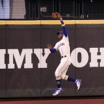 SEATTLE, WASHINGTON - SEPTEMBER 06:  Kyle Lewis #1 of the Seattle Mariners catches a fly ball in the third inning against the Texas Rangers at T-Mobile Park on September 06, 2020 in Seattle, Washington. (Photo by Abbie Parr/Getty Images)