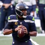 SEATTLE, WASHINGTON - SEPTEMBER 20: Russell Wilson #3 of the Seattle Seahawks looks to pass during the first half against the New England Patriots at CenturyLink Field on September 20, 2020 in Seattle, Washington. (Photo by Abbie Parr/Getty Images)