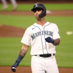 SEATTLE, WASHINGTON - SEPTEMBER 22: Tim Lopes #10 of the Seattle Mariners reacts after grounding out with runners on base to end the fourth inning against the Houston Astros at T-Mobile Park on September 22, 2020 in Seattle, Washington. (Photo by Abbie Parr/Getty Images)