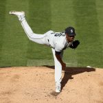 OAKLAND, CALIFORNIA - SEPTEMBER 26: Justin Dunn #35 of the Seattle Mariners pitches against the Oakland Athletics in the first inning of their second game of a double header at RingCentral Coliseum on September 26, 2020 in Oakland, California. (Photo by Ezra Shaw/Getty Images)