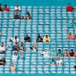 MIAMI GARDENS, FLORIDA - OCTOBER 04: Fans looks on during the first half between the Miami Dolphins and the Seattle Seahawks at Hard Rock Stadium on October 04, 2020 in Miami Gardens, Florida. (Photo by Michael Reaves/Getty Images)