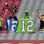GLENDALE, ARIZONA - OCTOBER 25: Seattle Seahawks fans cheer from the stands prior to a game against the Arizona Cardinals at State Farm Stadium on October 25, 2020 in Glendale, Arizona. (Photo by Norm Hall/Getty Images)