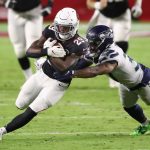 GLENDALE, ARIZONA - OCTOBER 25: Running back Chase Edmonds #29 of the Arizona Cardinals makes a 21-yard reception against the Seattle Seahawks in the third quarter of the game at State Farm Stadium on October 25, 2020 in Glendale, Arizona. (Photo by Christian Petersen/Getty Images)