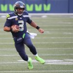 SEATTLE, WASHINGTON - NOVEMBER 01: Quarterback Russell Wilson #3 of the Seattle Seahawks runs with the ball against the San Francisco 49ers in the third quarter of the game at CenturyLink Field on November 01, 2020 in Seattle, Washington. (Photo by Abbie Parr/Getty Images)
