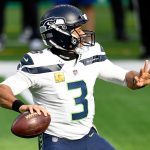 INGLEWOOD, CALIFORNIA - NOVEMBER 15: Quarterback Russell Wilson #3 of the Seattle Seahawks throws against the Los Angeles Rams in the first quarter at SoFi Stadium on November 15, 2020 in Inglewood, California. (Photo by Kevork Djansezian/Getty Images)