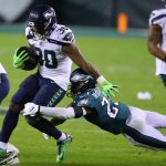 PHILADELPHIA, PENNSYLVANIA - NOVEMBER 30: Carlos Hyde #30 of the Seattle Seahawks runs against Rodney McLeod #23 of the Philadelphia Eagles during the second quarter at Lincoln Financial Field on November 30, 2020 in Philadelphia, Pennsylvania. (Photo by Mitchell Leff/Getty Images)