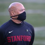 SEATTLE, WASHINGTON - DECEMBER 05: Head Coach David Shaw of the Stanford Cardinal looks on before their game against the Washington Huskies at Husky Stadium on December 05, 2020 in Seattle, Washington. (Photo by Abbie Parr/Getty Images)