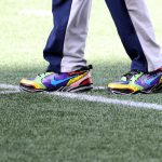 SEATTLE, WASHINGTON - DECEMBER 06: A detailed view of the sneakers of Head coach Pete Carroll of the Seattle Seahawks on the field prior to the game against the New York Giants at Lumen Field on December 06, 2020 in Seattle, Washington. (Photo by Abbie Parr/Getty Images)