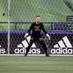 SEATTLE, WASHINGTON - DECEMBER 07: Stefan Frei #24 of Seattle Sounders warms up before the Western Conference Finals game against Minnesota United at Lumen Field on December 07, 2020 in Seattle, Washington. (Photo by Abbie Parr/Getty Images)