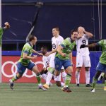 SEATTLE, WASHINGTON - DECEMBER 07: Gustav Svensson #4 of Seattle Sounders celebrates his goal in the 93rd minute against Minnesota United during their Western Conference Finals game at Lumen Field on December 07, 2020 in Seattle, Washington. The Sounders took a 3-2 lead on the play. (Photo by Abbie Parr/Getty Images)