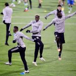 COLUMBUS, OHIO - DECEMBER 12: Gyasi Zardes #11, Jonathan Mensah #4, and Luis Diaz #12 of the Columbus Crew warm up prior to the MLS Cup Final against the Seattle Sounders at MAPFRE Stadium on December 12, 2020 in Columbus, Ohio. (Photo by Emilee Chinn/Getty Images)