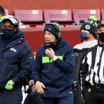 LANDOVER, MARYLAND - DECEMBER 20: Head coach Pete Carroll of the Seattle Seahawks looks on from the sidelines in the second half against the Washington Football Team at FedExField on December 20, 2020 in Landover, Maryland. (Photo by Patrick Smith/Getty Images)