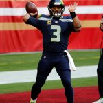 GLENDALE, ARIZONA - JANUARY 03: Quarterback Russell Wilson #3 of the Seattle Seahawks warms up before the game against the San Francisco 49ers at State Farm Stadium on January 03, 2021 in Glendale, Arizona. (Photo by Chris Coduto/Getty Images)