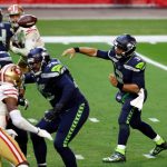 GLENDALE, ARIZONA - JANUARY 03: Quarterback Russell Wilson #3 of the Seattle Seahawks throws a pass during the fourth quarter against the San Francisco 49ers at State Farm Stadium on January 03, 2021 in Glendale, Arizona. (Photo by Chris Coduto/Getty Images)