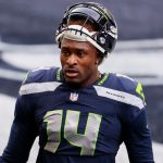 SEATTLE, WASHINGTON - JANUARY 09: Wide receiver DK Metcalf #14 of the Seattle Seahawks walks onto the field prior to the NFC Wild Card Playoff game against the Los Angeles Rams at Lumen Field on January 09, 2021 in Seattle, Washington. (Photo by Steph Chambers/Getty Images)