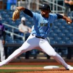PEORIA, ARIZONA - MARCH 04: Justus Sheffield #33 of the Seattle Mariners pitches against the Colorado Rockies in the first inning of an MLB spring training game at Peoria Sports Complex on March 04, 2021 in Peoria, Arizona. (Photo by Steph Chambers/Getty Images)