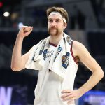 INDIANAPOLIS, INDIANA - MARCH 28: Drew Timme #2 of the Gonzaga Bulldogs celebrates after defeating the Creighton Bluejays in the Sweet Sixteen round game of the 2021 NCAA Men's Basketball Tournament at Hinkle Fieldhouse on March 28, 2021 in Indianapolis, Indiana. (Photo by Andy Lyons/Getty Images)