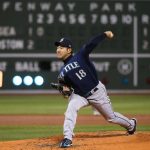 BOSTON, MA - APRIL 23: Yusei Kikuchi #18 of the Seattle Mariners pitches in the second inning against the Boston Red Sox at Fenway Park on April 23, 2021 in Boston, Massachusetts. (Photo by Kathryn Riley/Getty Images)