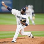 SEATTLE, WASHINGTON - MAY 03: Domingo Tapia #45 of the Seattle Mariners pitches during the third inning against the Baltimore Orioles at T-Mobile Park on May 03, 2021 in Seattle, Washington. (Photo by Steph Chambers/Getty Images)