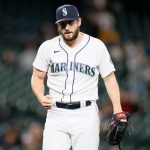 SEATTLE, WASHINGTON - MAY 04: Kendall Graveman #49 of the Seattle Mariners reacts during the sixth inning against the Baltimore Orioles at T-Mobile Park on May 04, 2021 in Seattle, Washington. (Photo by Steph Chambers/Getty Images)
