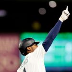 SEATTLE, WASHINGTON - MAY 04: Kyle Lewis #1 of the Seattle Mariners reacts after his three-run home run against the Baltimore Orioles during the eighth inning at T-Mobile Park on May 04, 2021 in Seattle, Washington. (Photo by Steph Chambers/Getty Images)