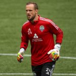 PORTLAND, OREGON - MAY 09: Stefan Frei #24 of Seattle Sounders warms up before the game against the Portland Timbers at Providence Park on May 09, 2021 in Portland, Oregon. (Photo by Abbie Parr/Getty Images)