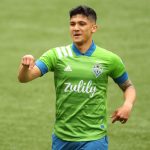 PORTLAND, OREGON - MAY 09: Fredy Montero #12 of Seattle Sounders reacts in the second half against the Portland Timbers at Providence Park on May 09, 2021 in Portland, Oregon. (Photo by Abbie Parr/Getty Images)