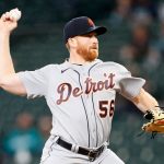 SEATTLE, WASHINGTON - MAY 18: Spencer Turnbull #56 of the Detroit Tigers pitches during the first inning against the Seattle Mariners  at T-Mobile Park on May 18, 2021 in Seattle, Washington. (Photo by Steph Chambers/Getty Images)