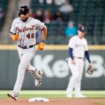 SEATTLE, WASHINGTON - MAY 18: Jeimer Candelario #46 of the Detroit Tigers rounds the bases after his home run against the Seattle Mariners at T-Mobile Park on May 18, 2021 in Seattle, Washington. (Photo by Steph Chambers/Getty Images)