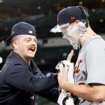 SEATTLE, WASHINGTON - MAY 18: Jake Rogers #34 of the Detroit Tigers congratulates Spencer Turnbull #56 on his no-hitter against the Seattle Mariners at T-Mobile Park on May 18, 2021 in Seattle, Washington. The Tigers beat the Mariners 5-0. (Photo by Steph Chambers/Getty Images)