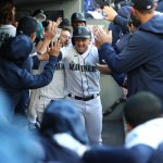 SEATTLE, WASHINGTON - MAY 19: Kyle Seager #15 of the Seattle Mariners celebrates in the dugout after hitting a two-run home run during the first inning against the Detroit Tigers at T-Mobile Park on May 19, 2021 in Seattle, Washington. (Photo by Abbie Parr/Getty Images)