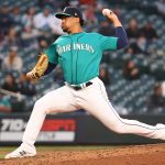 SEATTLE, WASHINGTON - MAY 28: Justus Sheffield #33 of the Seattle Mariners pitches during the fifth inning against the Texas Rangers at T-Mobile Park on May 28, 2021 in Seattle, Washington. (Photo by Abbie Parr/Getty Images)