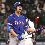 SEATTLE, WASHINGTON - MAY 29: Nate Lowe #30 of the Texas Rangers reacts after striking out while swinging during the ninth inning against the Seattle Mariners at T-Mobile Park on May 29, 2021 in Seattle, Washington. (Photo by Abbie Parr/Getty Images)
