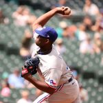 SEATTLE, WASHINGTON - MAY 30: Demarcus Evans #67 of the Texas Rangers pitches during the fourth inning against the Seattle Mariners at T-Mobile Park on May 30, 2021 in Seattle, Washington. (Photo by Abbie Parr/Getty Images)