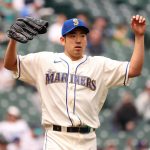 SEATTLE, WASHINGTON - MAY 30: Yusei Kikuchi #18 of the Seattle Mariners reacts during the third inning against the Texas Rangers at T-Mobile Park on May 30, 2021 in Seattle, Washington. (Photo by Abbie Parr/Getty Images)