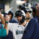 SEATTLE, WASHINGTON - JUNE 15: Luis Torrens #22 of the Seattle Mariners reacts after his home run against the Minnesota Twins during the seventh inning at T-Mobile Park on June 15, 2021 in Seattle, Washington. (Photo by Steph Chambers/Getty Images)