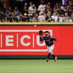 SEATTLE, WASHINGTON - JUNE 16: Gilberto Celestino #79 of the Minnesota Twins catches a fly out during the seventh inning against the Seattle Mariners at T-Mobile Park on June 16, 2021 in Seattle, Washington. (Photo by Abbie Parr/Getty Images)