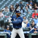 SEATTLE, WASHINGTON - JUNE 18: Yandy Diaz #2 of the Tampa Bay Rays waits for a pitch during the game against the Tampa Bay Rays at T-Mobile Park on June 18, 2021 in Seattle, Washington. (Photo by Alika Jenner/Getty Images)
