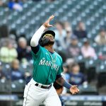 SEATTLE, WASHINGTON - JUNE 18: Shed Long Jr. #4 of the Seattle Mariners reacts as he walks to first base during the game against the Tampa Bay Rays at T-Mobile Park on June 18, 2021 in Seattle, Washington. (Photo by Alika Jenner/Getty Images)