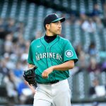 SEATTLE, WASHINGTON - JUNE 18: Yusei Kikuchi #18 of the Seattle Mariners looks on during the game against the Tampa Bay Rays at T-Mobile Park on June 18, 2021 in Seattle, Washington. (Photo by Alika Jenner/Getty Images)