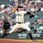SEATTLE, WASHINGTON - JUNE 19: Logan Gilbert #36 of the Seattle Mariners pitches the ball during the game against the Tampa Bay Rays at T-Mobile Park on June 19, 2021 in Seattle, Washington. (Photo by Alika Jenner/Getty Images)