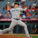 ANAHEIM, CA - JULY 16: Chris Flexen #77 of the Seattle Mariners pitches in the first inning of the game against the Los Angeles Angels at Angel Stadium of Anaheim on July 16, 2021 in Anaheim, California. (Photo by Jayne Kamin-Oncea/Getty Images)