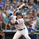 SEATTLE, WASHINGTON - JULY 03: Mitch Haniger #17 of the Seattle Mariners waits for a pitch during the third inning of the game against the Texas Rangers at T-Mobile Park on July 03, 2021 in Seattle, Washington. (Photo by Alika Jenner/Getty Images)